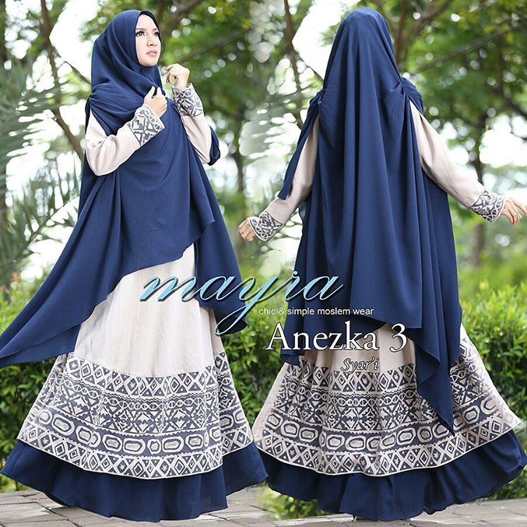 Anezka 3 Syari by Mayra Baju Gamis Syar'i Bubble Pop Katun 