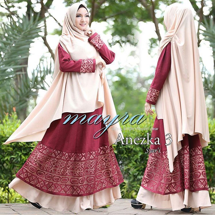 Anezka 3 Syari by Mayra Baju Gamis  Syar i Bubble Pop Katun 