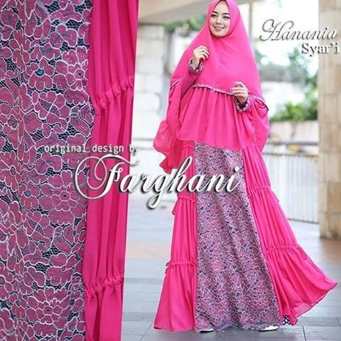 Hanania Syar'i by Farghani Baju Gamis Syari Bahan Ceruti 