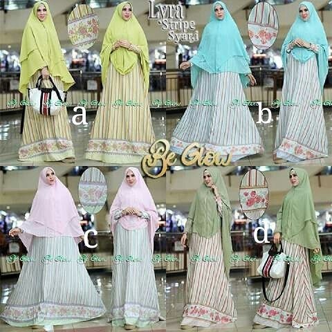 Lyra Stripe Syar'i by Be Glow Baju Gamis Syari Linen Linea 