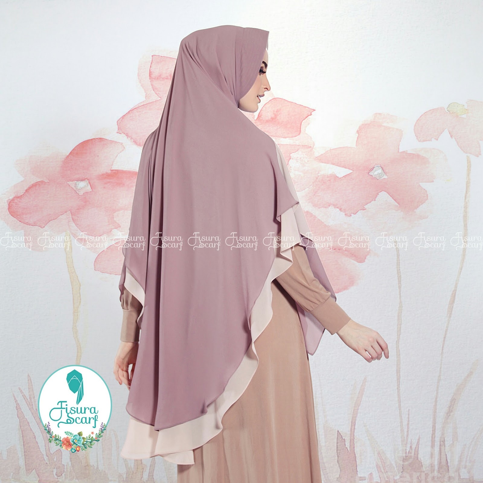 Khimar ALAYHA by FISURA Hijab Kombinasi 2 Warna Bahan Ceruti 