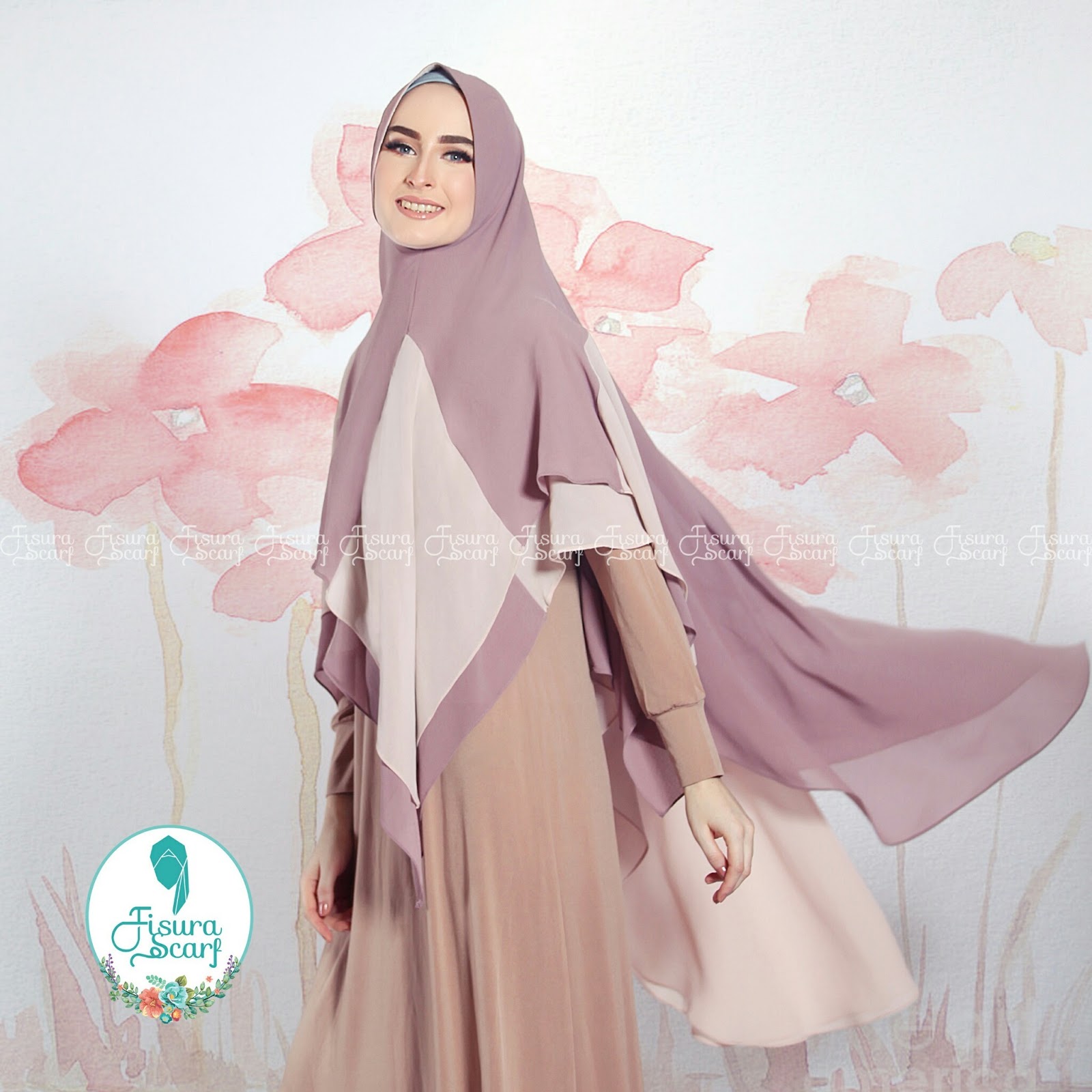 Khimar ALAYHA by FISURA Hijab Kombinasi 2 Warna Bahan Ceruti 