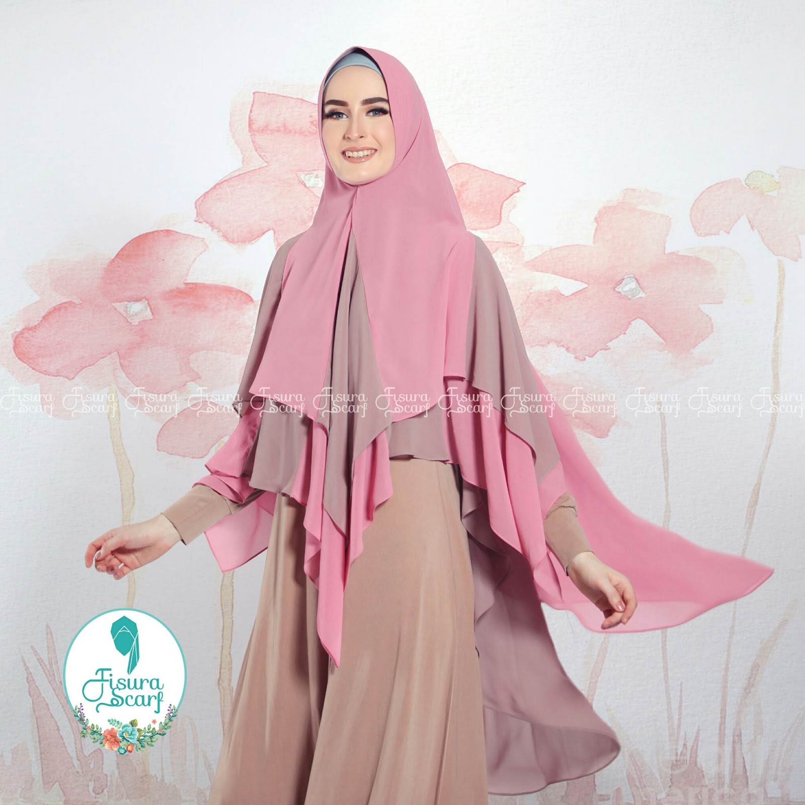 Khimar ALAYHA by FISURA Hijab Kombinasi 2 Warna Bahan Ceruti 