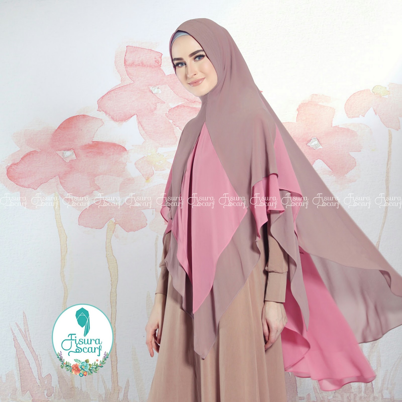 Khimar ALAYHA by FISURA Hijab Kombinasi 2 Warna Bahan Ceruti 