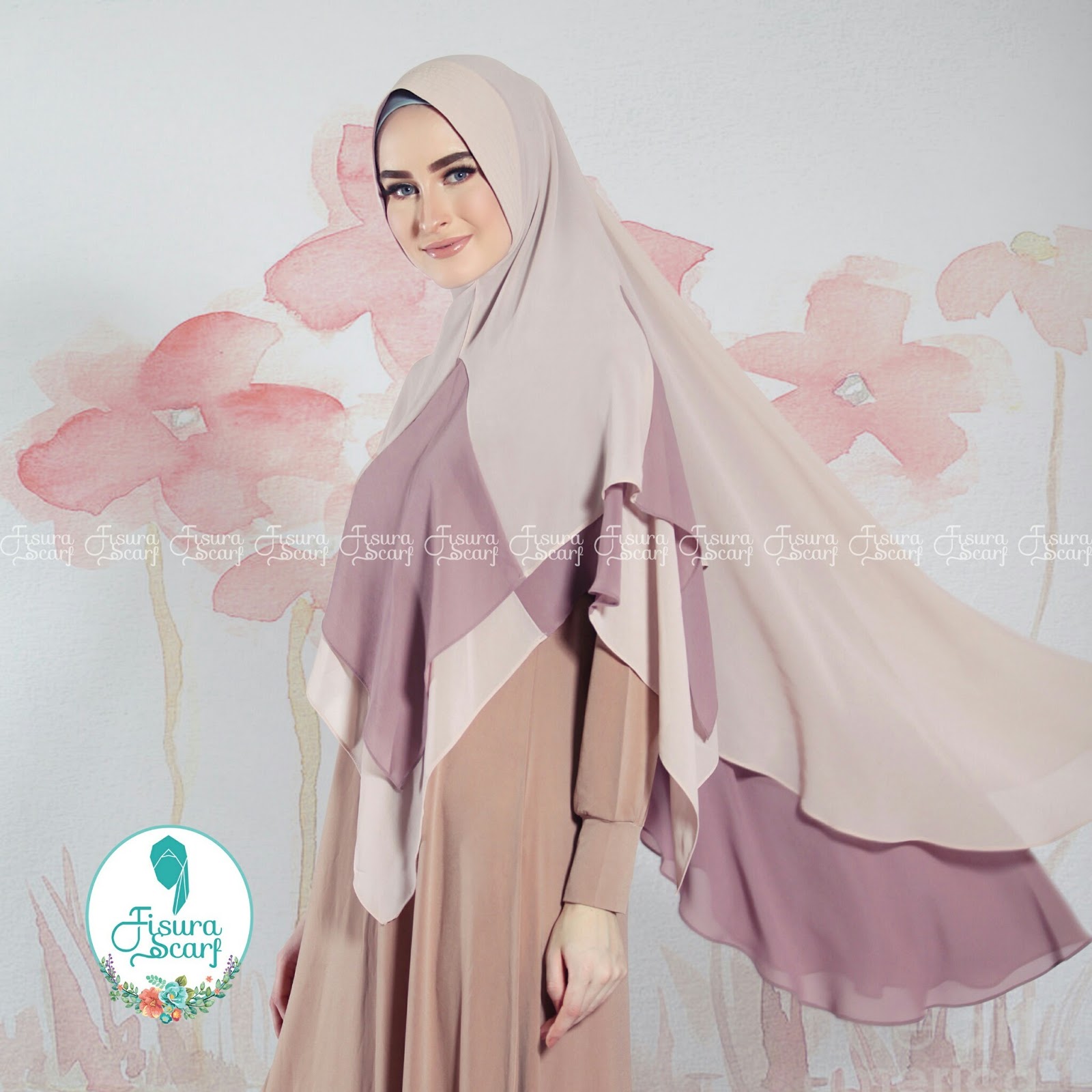 Khimar ALAYHA by FISURA Hijab Kombinasi 2 Warna Bahan Ceruti 