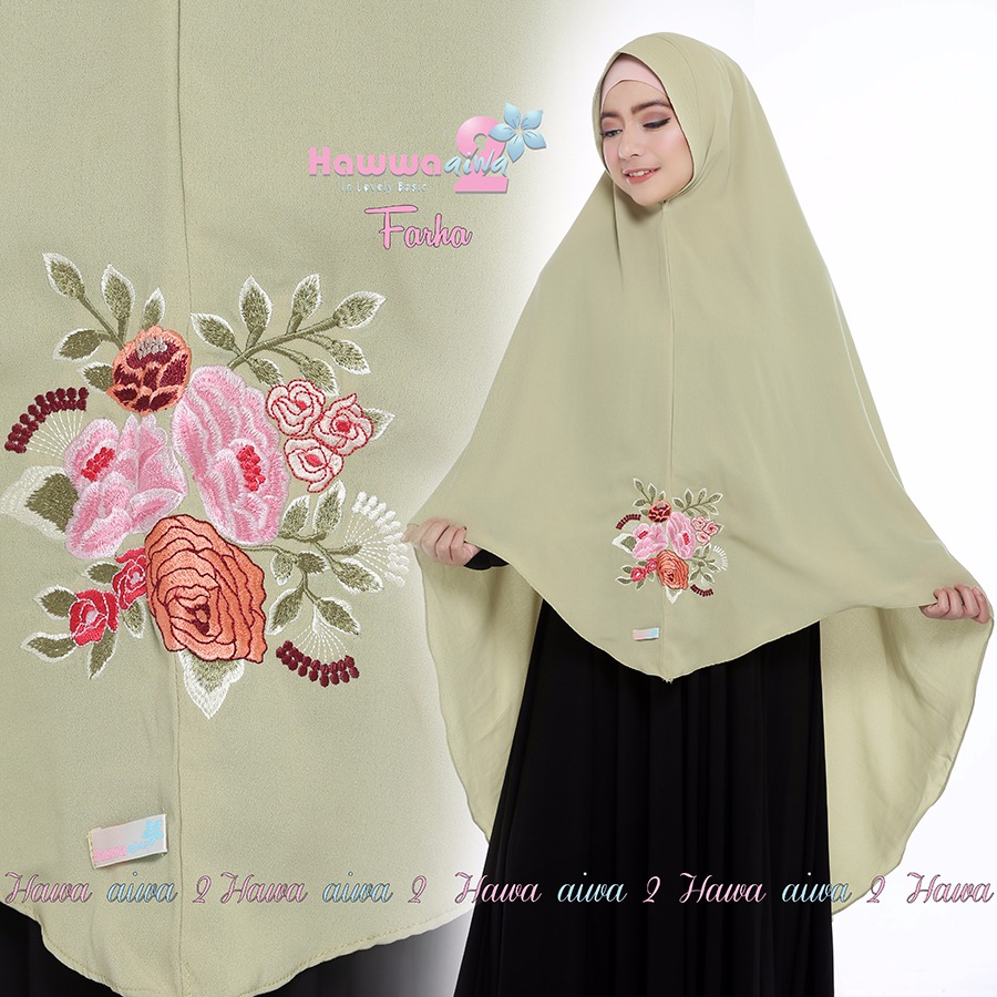 Khimar FARHA by HAWWA AIWA Kerudung Bordir iBahani iCrepei Barbies