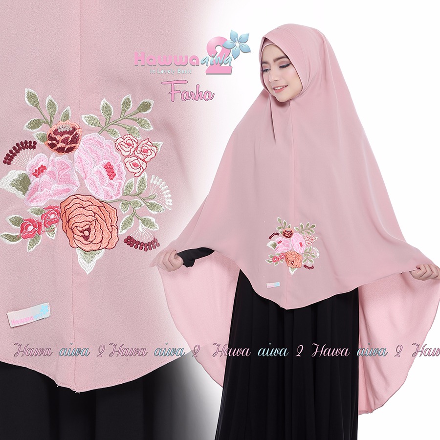 Khimar FARHA by HAWWA AIWA Kerudung Bordir iBahani iCrepei Barbies