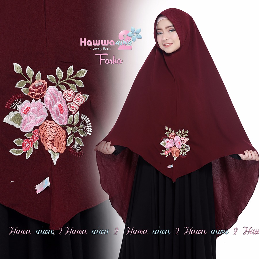 Khimar FARHA by HAWWA AIWA Kerudung Bordir iBahani iCrepei Barbies