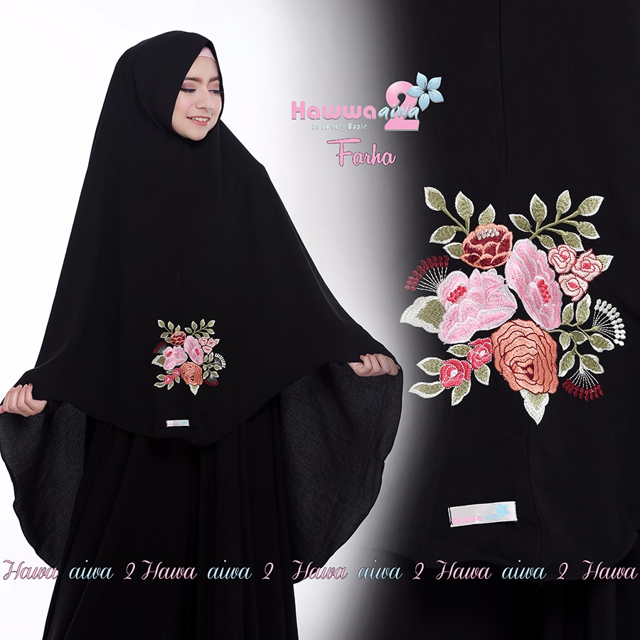 Khimar FARHA by HAWWA AIWA Kerudung Bordir iBahani iCrepei Barbies