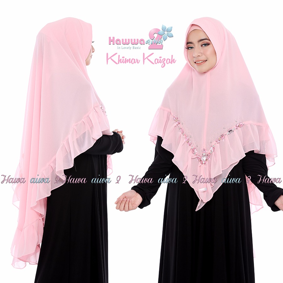 Khimar Kaizah by Hawwa Aiwa Jilbab Swarovsky Ceruty 2 Layer 