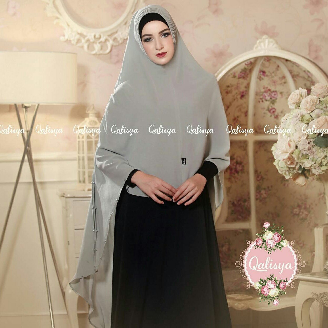 Khimar MARITZA by QALISYA Kerudung Mutiara  Bahan Bubble Pop