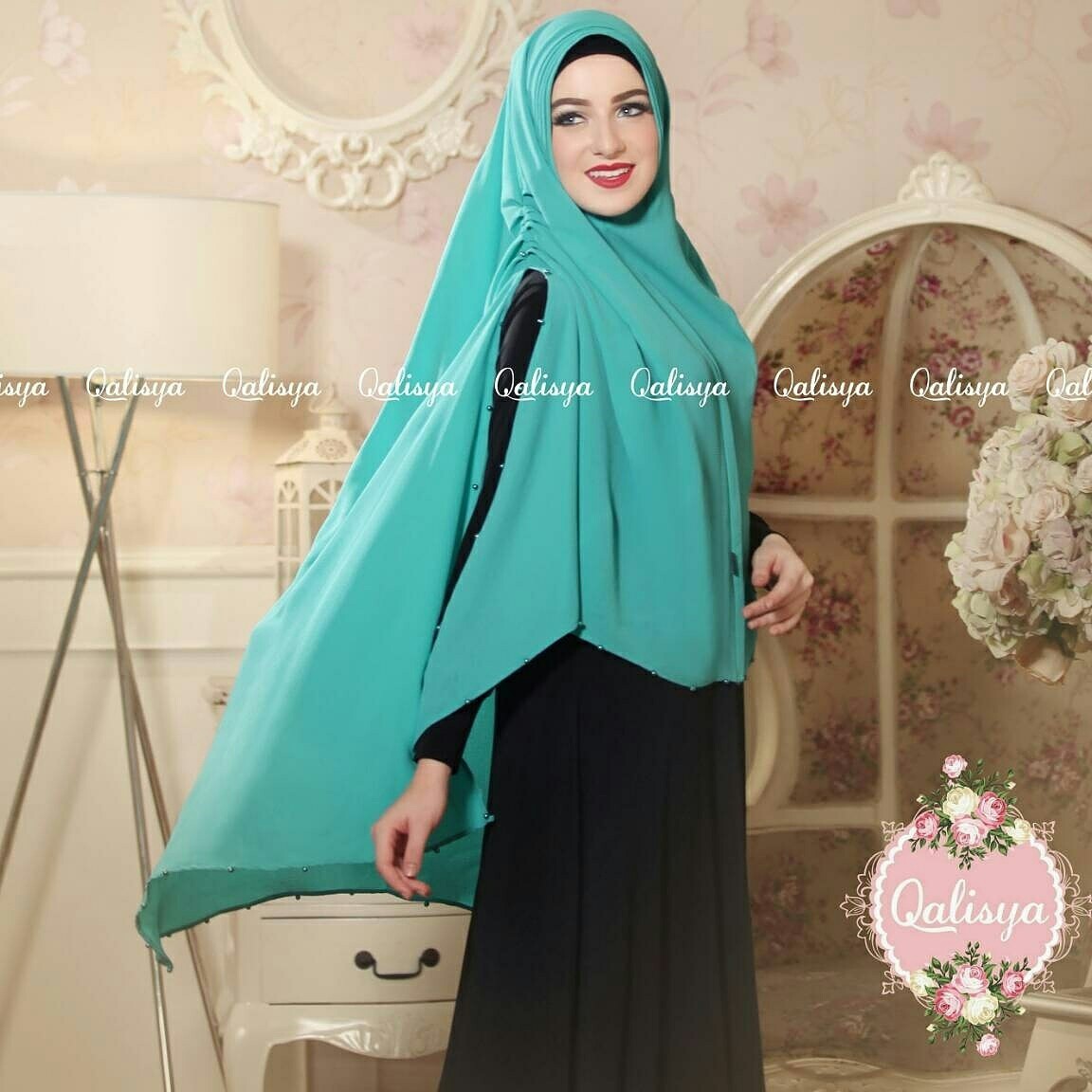 Khimar MARITZA by QALISYA Kerudung Mutiara  Bahan Bubble Pop