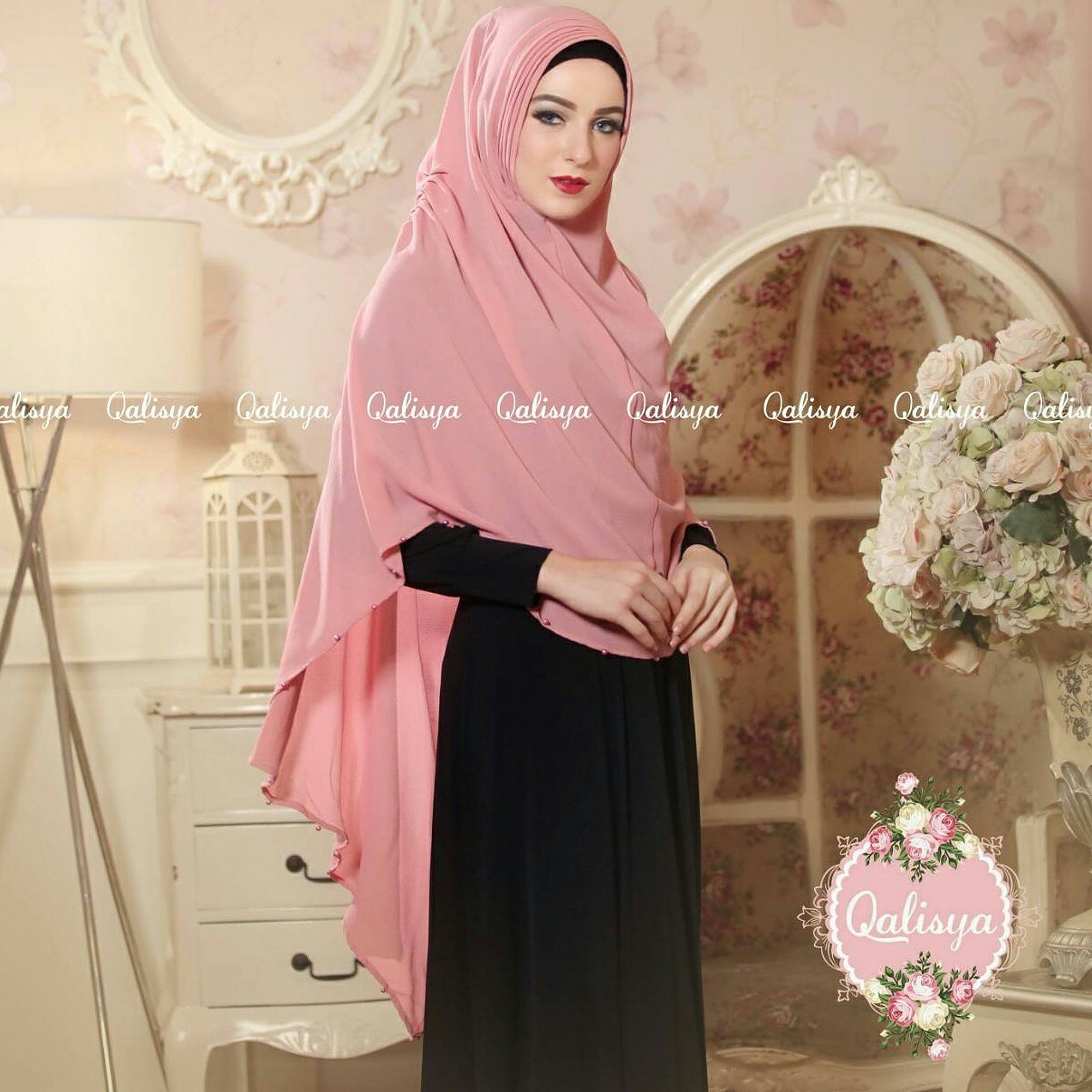 Khimar MARITZA by QALISYA Kerudung Mutiara  Bahan Bubble Pop