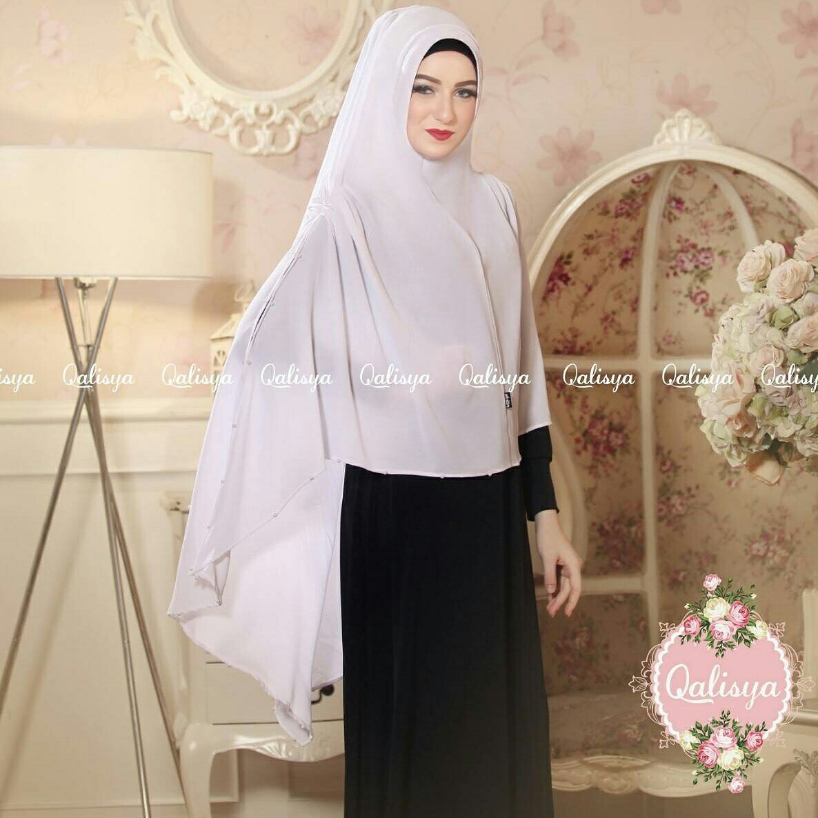 Khimar MARITZA by QALISYA Kerudung Mutiara  Bahan Bubble Pop