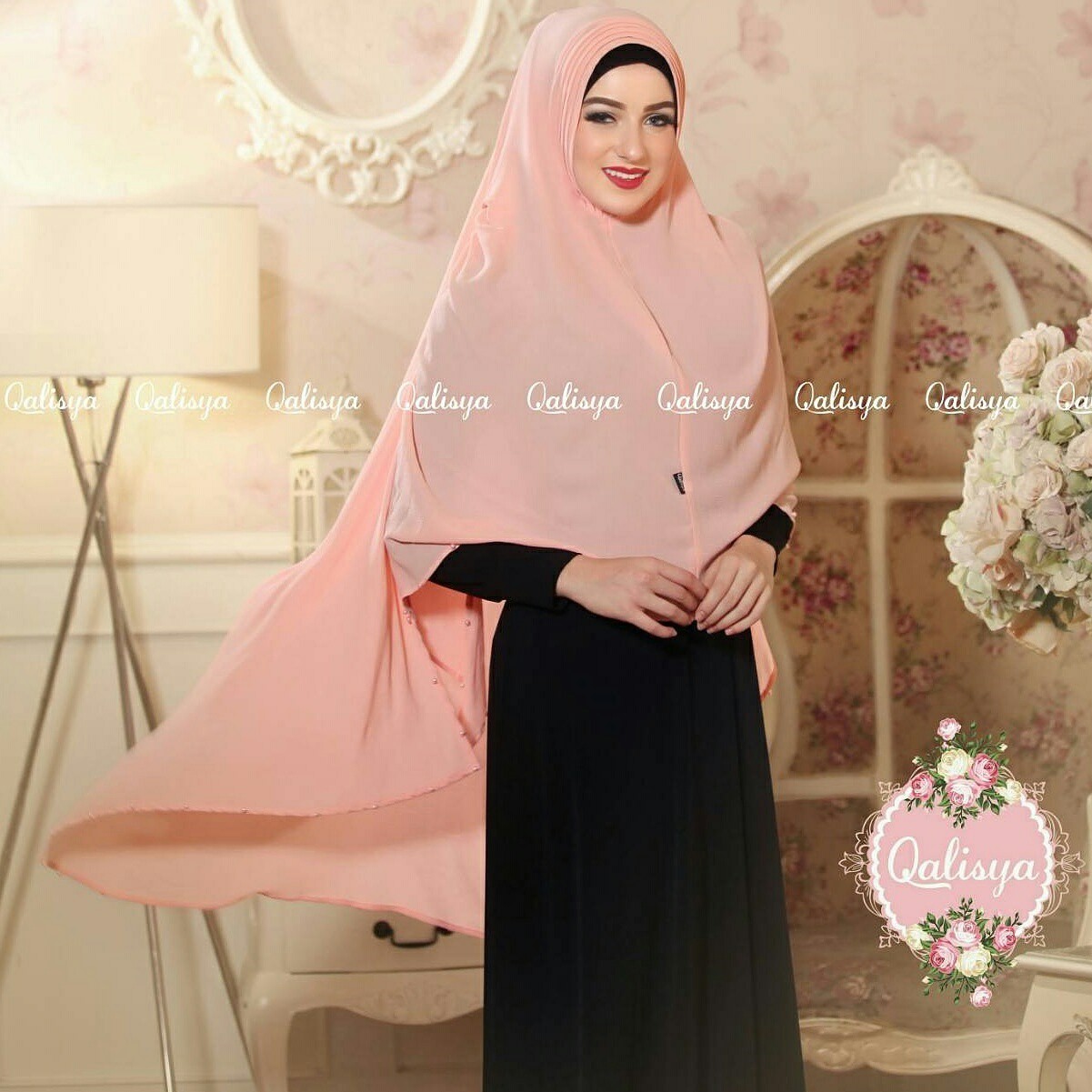 Khimar MARITZA by QALISYA Kerudung Mutiara  Bahan Bubble Pop