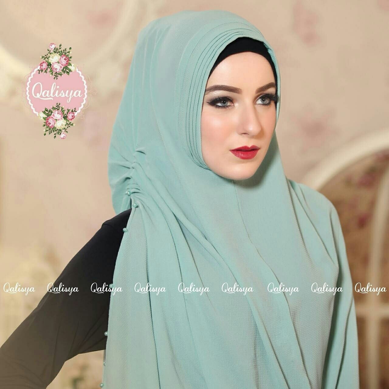 Khimar MARITZA by QALISYA Kerudung Mutiara  Bahan Bubble Pop