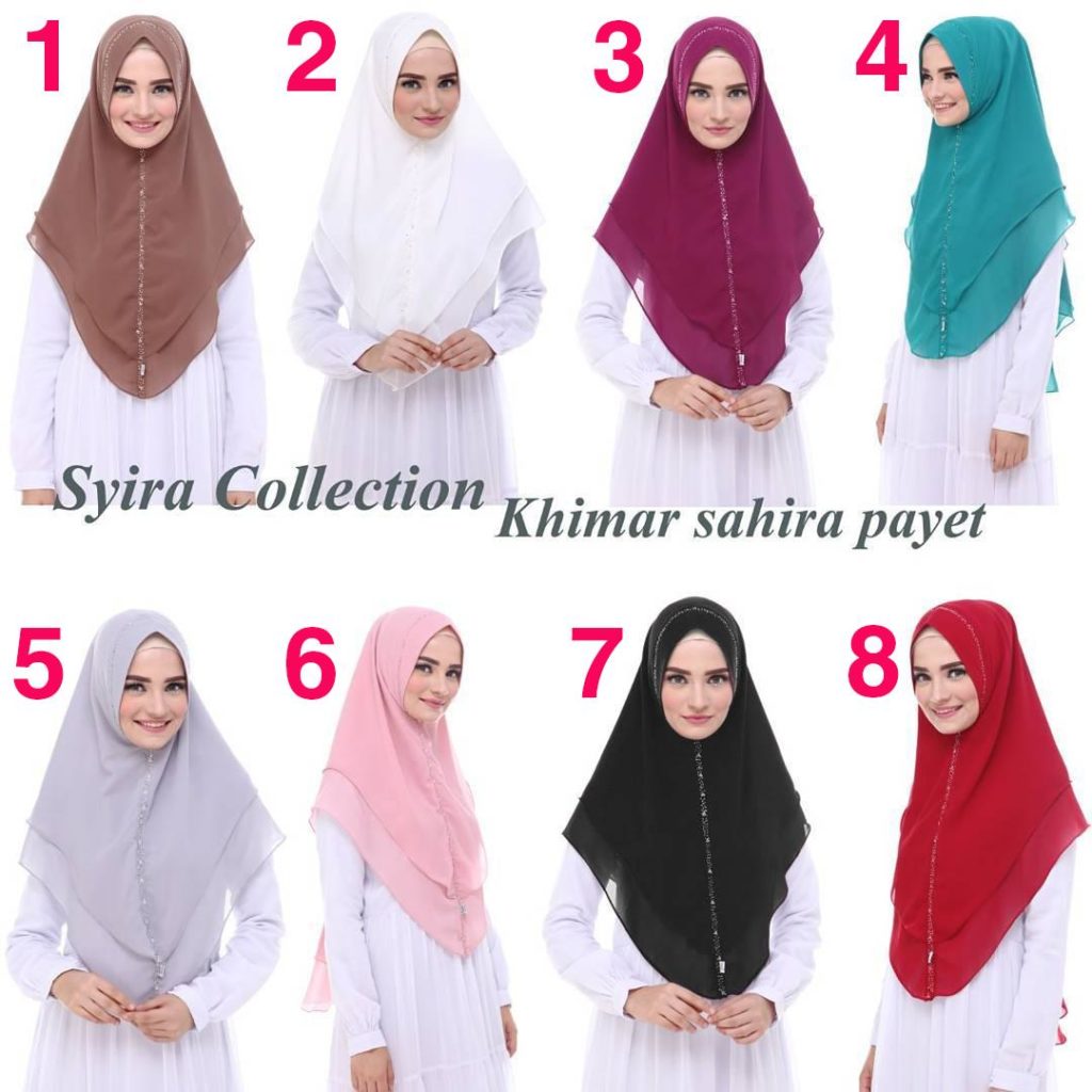 Khimar Sahira Payet by Syira Collection Khimar Pet Payet Ceruti 2 Lapis Pilihan Warna
