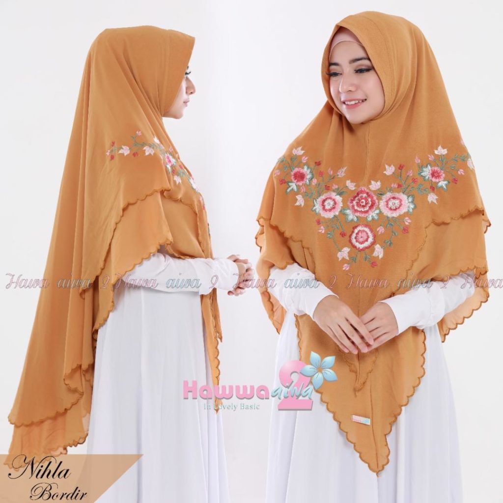 Khimar Nihla Bordir by Hawwa Aiwa Kerudung Pet Bahan 