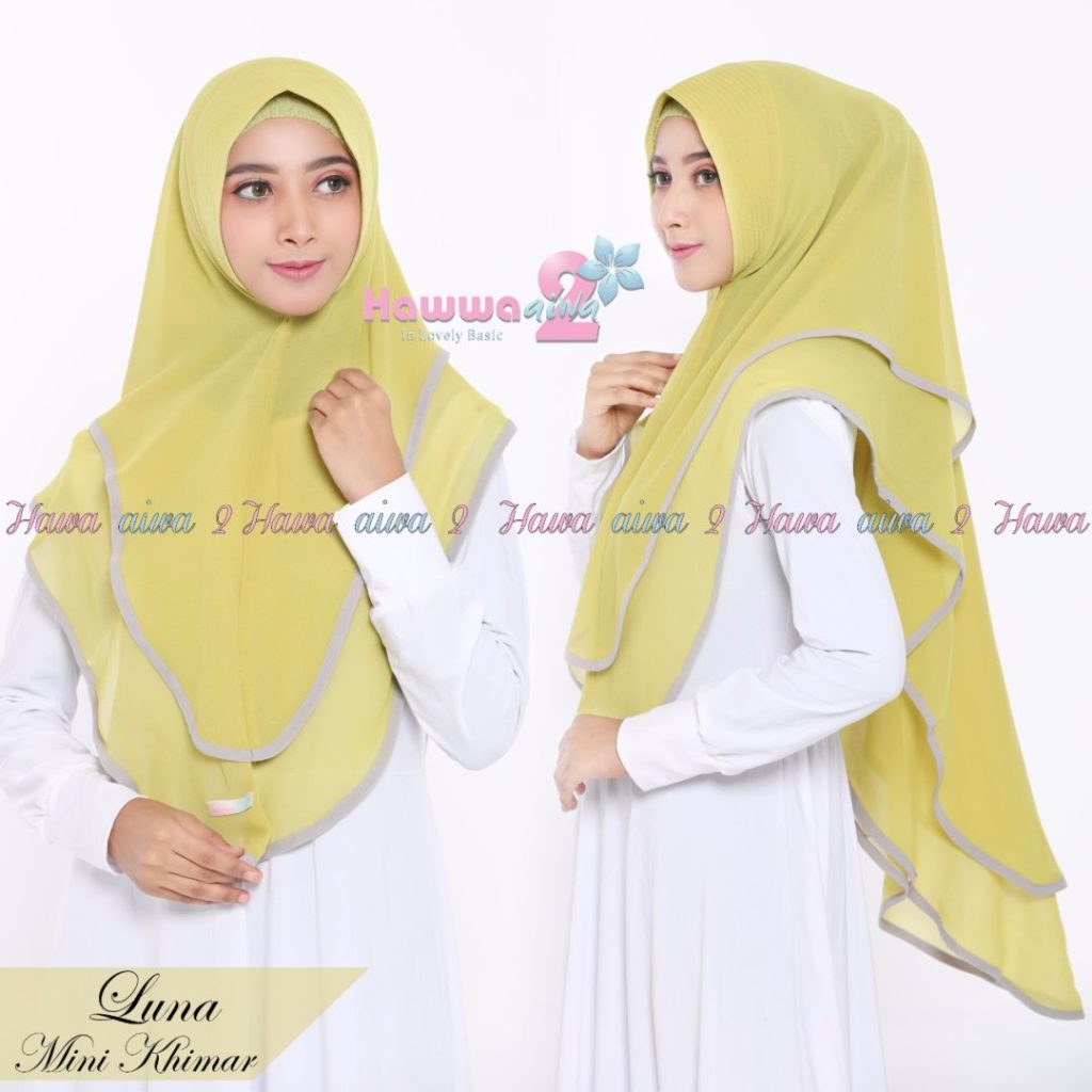 Khimar Luna by Hawwa Aiwa Kerudung 2 Layer Bahan Ceruty 