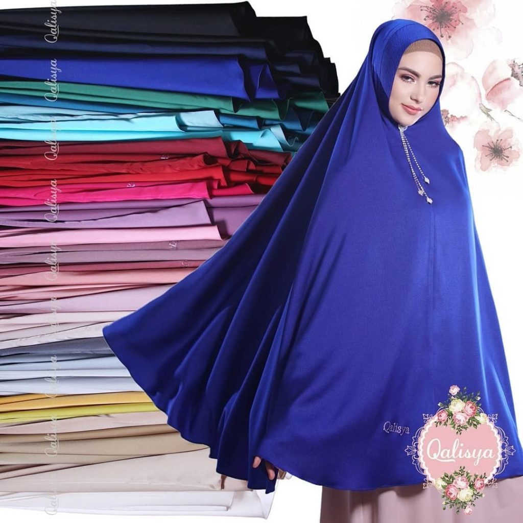 Khimar Qaila by Qalisya Hijab Kerudung Syari Jumbo 5 3 Warna Biru