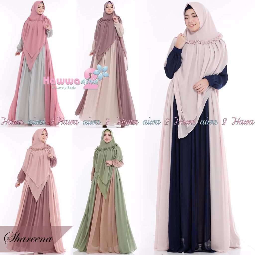 Shareena Syari by Hawwa Aiwa Baju Gamis Bahan Ceruti Babydoll Pilihan Warna