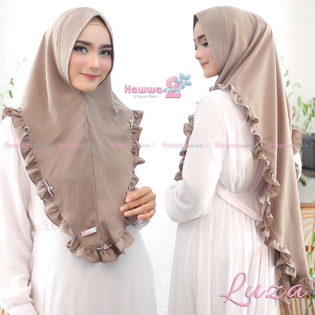 Khimar Luza by Hawwa Aiwa Kerudung Mutiara  Bahan Crepe Barbie