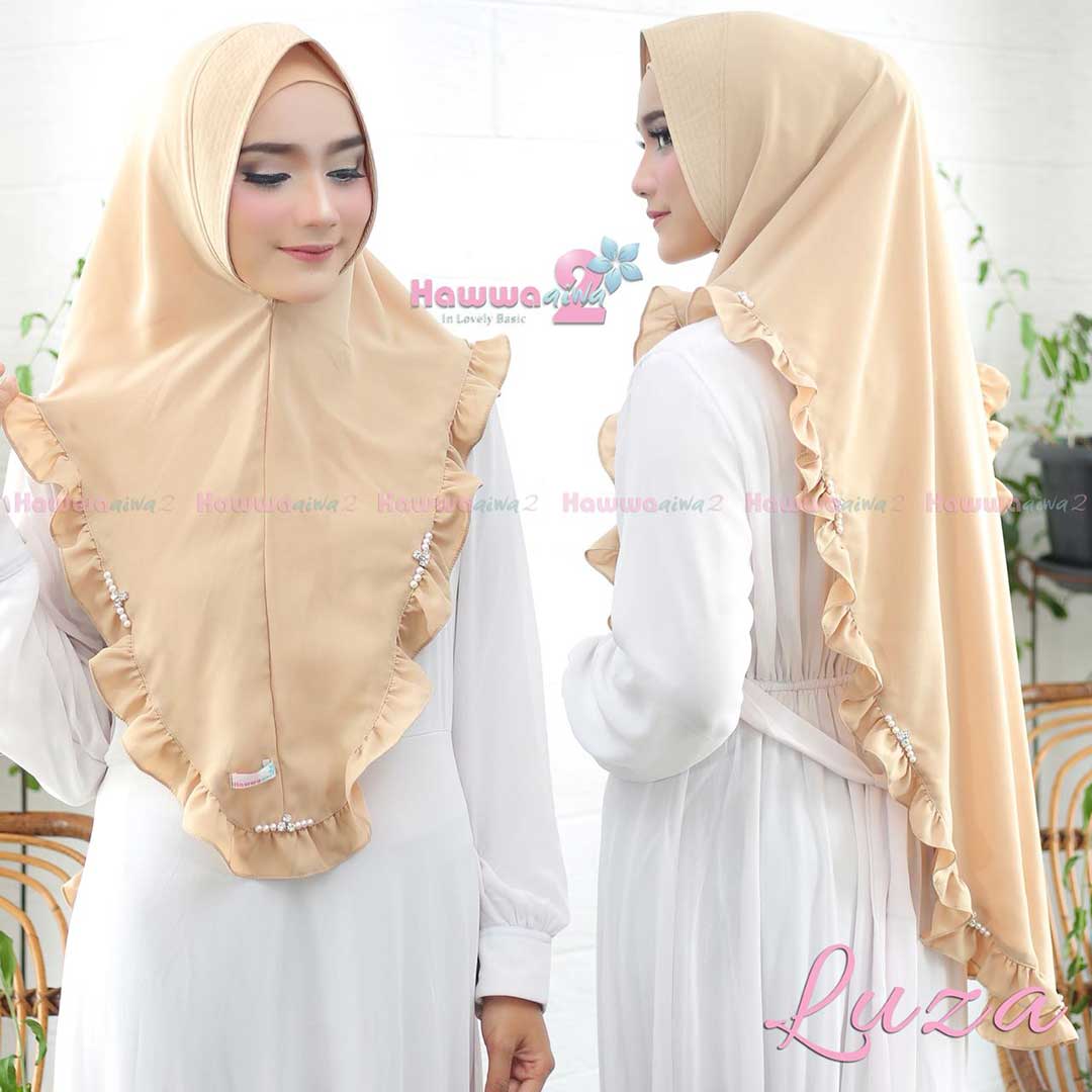 Khimar Luza by Hawwa Aiwa Kerudung Mutiara  Bahan Crepe Barbie