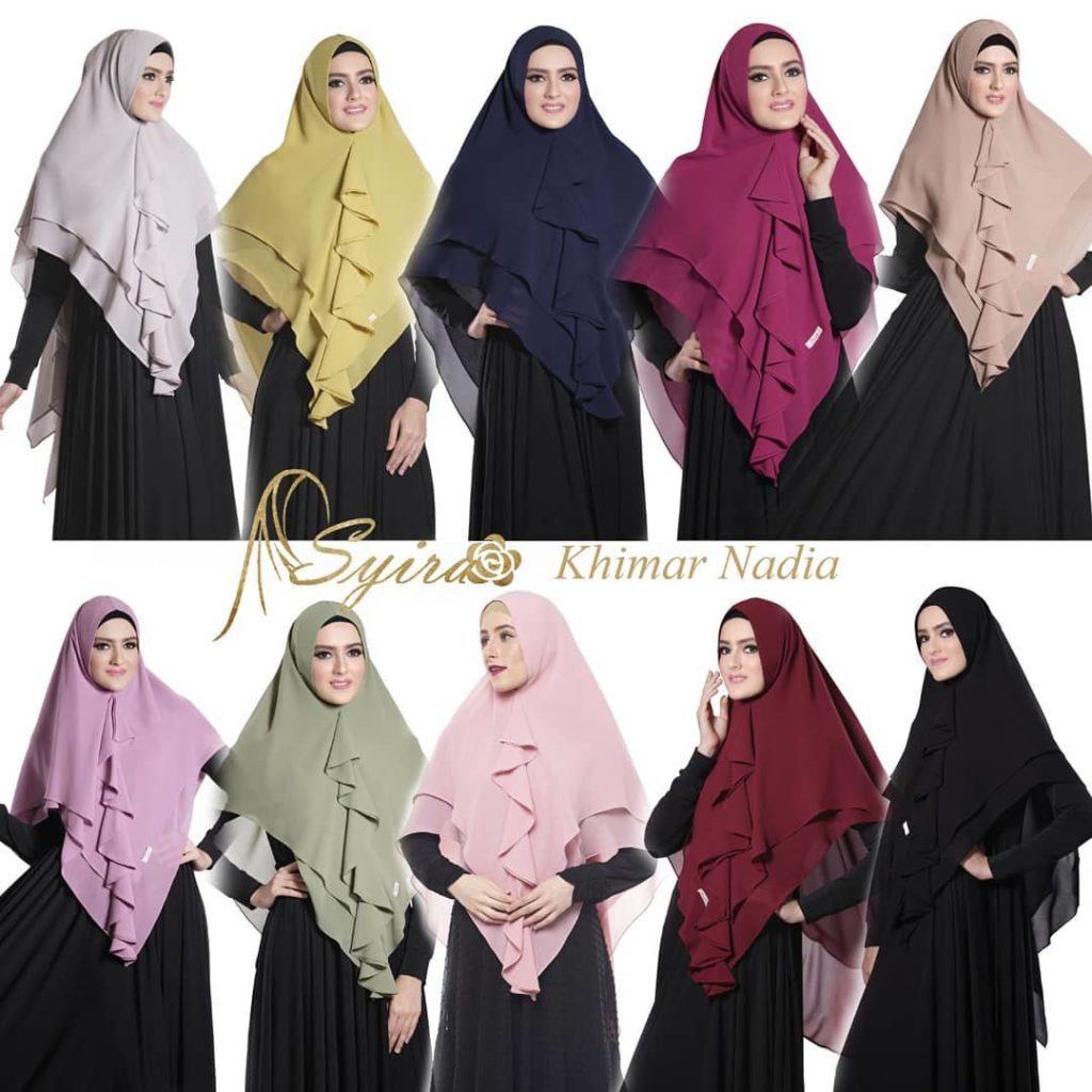 Khimar Nadia Polos by Syira Kerudung 2 Lapis Bahan Ceruti Ultimate Pilihan Warna