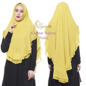 Khimar Najma Polos by Syira Kerudung 2 Layer Bahan Ceruty Ultimate
